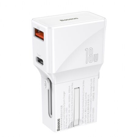Зарядное устройство BASEUS Universal Conversion Plug Charger, 3A, 18W, белый - 6