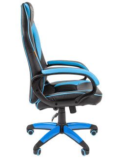 Игровое кресло Chairman game 16 чёрный/голубой экокожа RU - 5