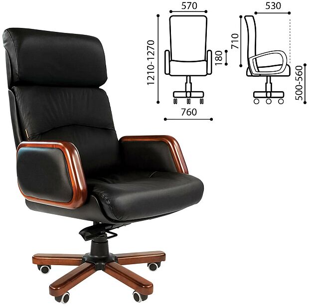 Офисное кресло Chairman 417 Россия кожа черная RU - 4