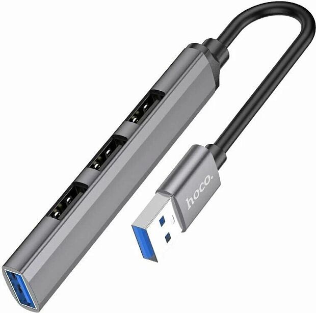 USB Хаб HOCO HB26 4 in 1 3хUSB 2.0  1xUSB 3.0 (серый) - 1
