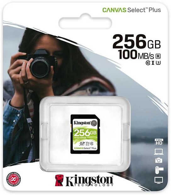 Карта памяти SDXC Kingston Canvas Select Plus, 256 Гб, UHS-I Class U3 V30 (SDS2/256GB) RU - 5