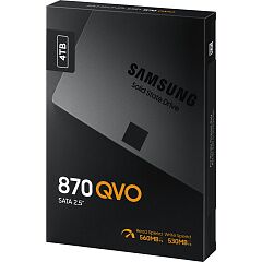 Твердотельные накопители Samsung SSD 870 QVO, 4000GB, 2.5 7mm, SATA3, 4-bit MLC, R/W 560/530MB/s, IOPs 98 000/88 000, TBW 1440, DWPD 0.33 (12 мес.)