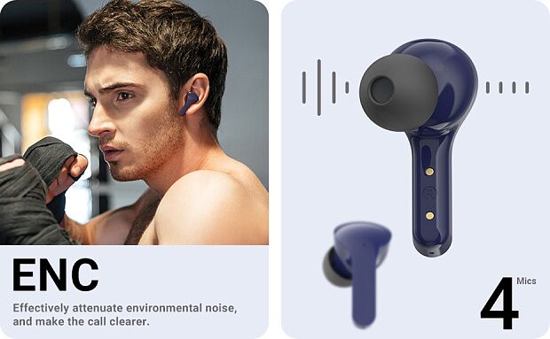 Беспроводные наушники ACEFAST T6 True Wireless Stereo Headset (Dark Blue) - 4