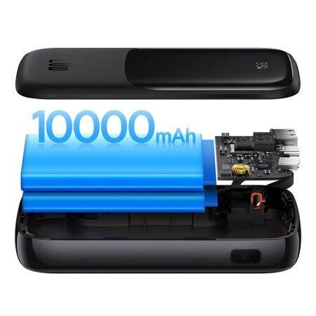 Портативный аккумулятор BASEUS Qpow Pro Digital Display Fast Charge 20W iP Edition, 3A, 10000 мАч, черный, с кабелем Ty - 7