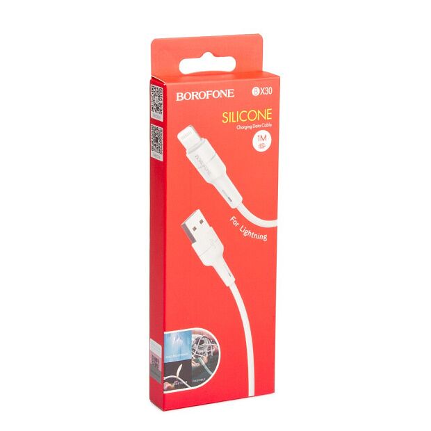 USB кабель BOROFONE BX30 Silicone Lightning 8-pin, 2,4A, 1м, силикон (белый) - 5