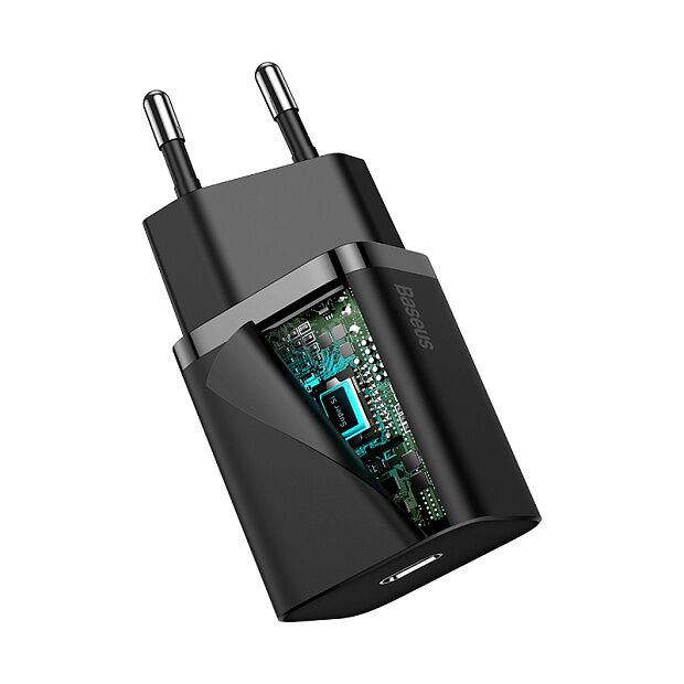 Зарядное устройство BASEUS Super Si USB-C  Кабель Type-C-Lightning, 3A, 20W, черный - 2